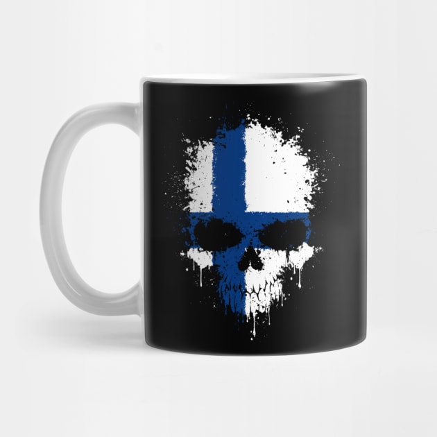 Chaotic Finnish Flag Splatter Skull by jeffbartels